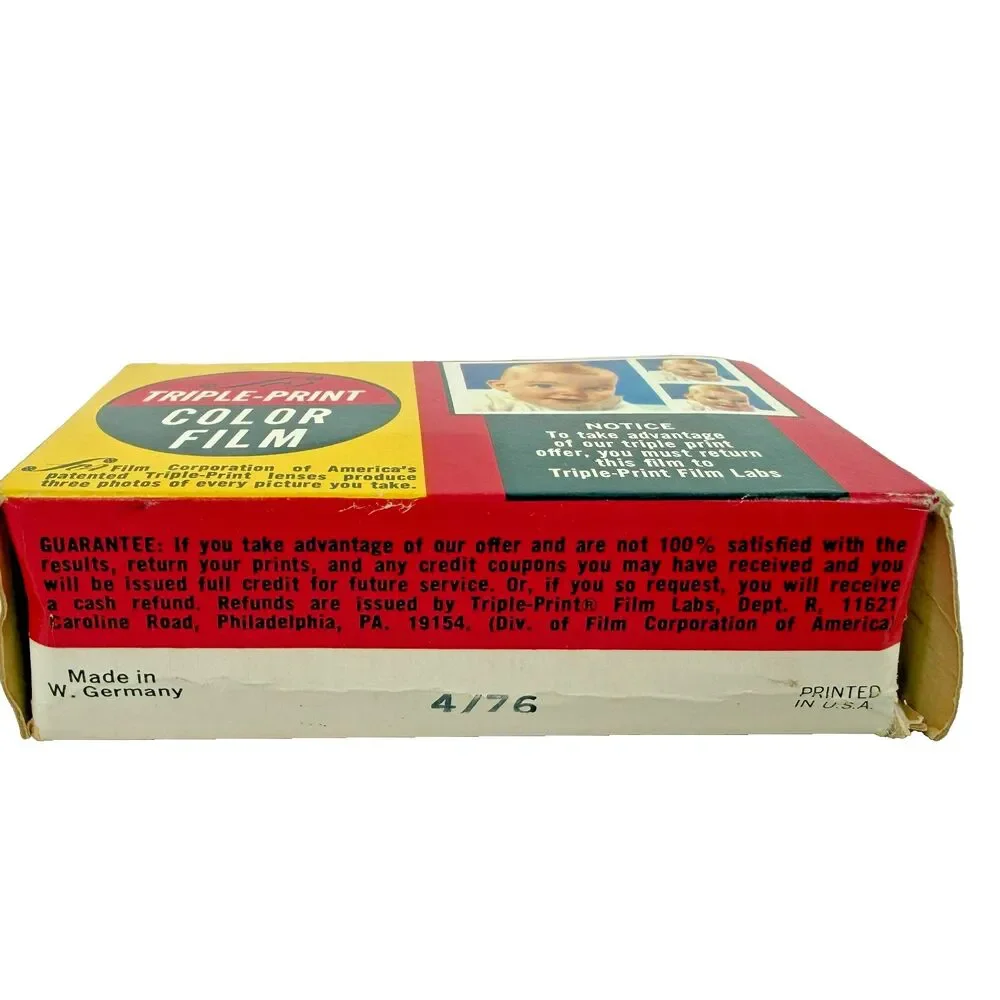 Vintage FCA Triple-Print Color 126 Film 12 Exposure Roll Kodak Instamatic 1976